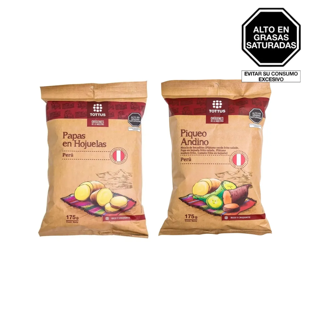 TOTTUS - Papas en Hojuela Tottus 175 g + Piqueo Andino Tottus 175 g