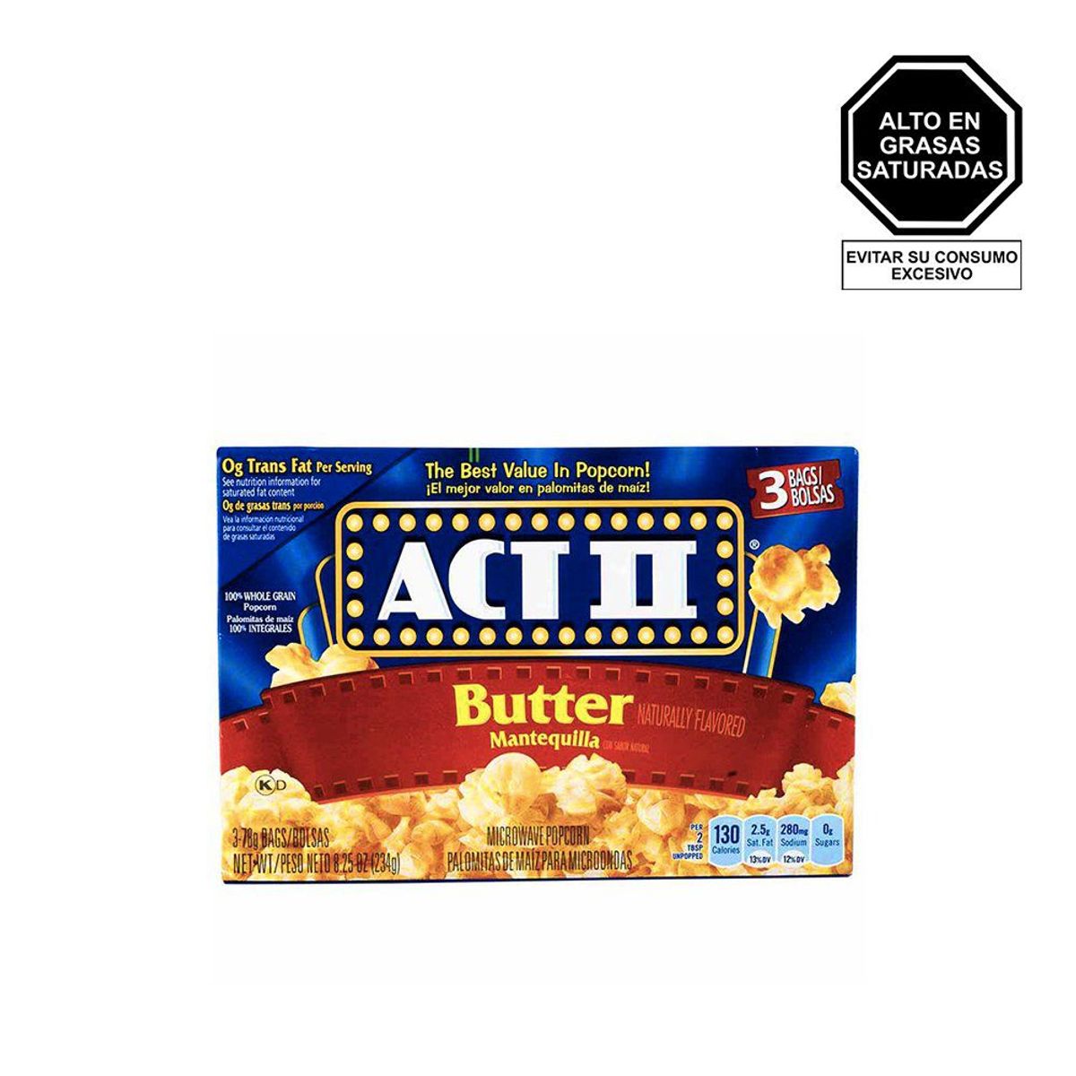 ACT II - Popcorn de Microondas Act II Butter Pack 3 Und