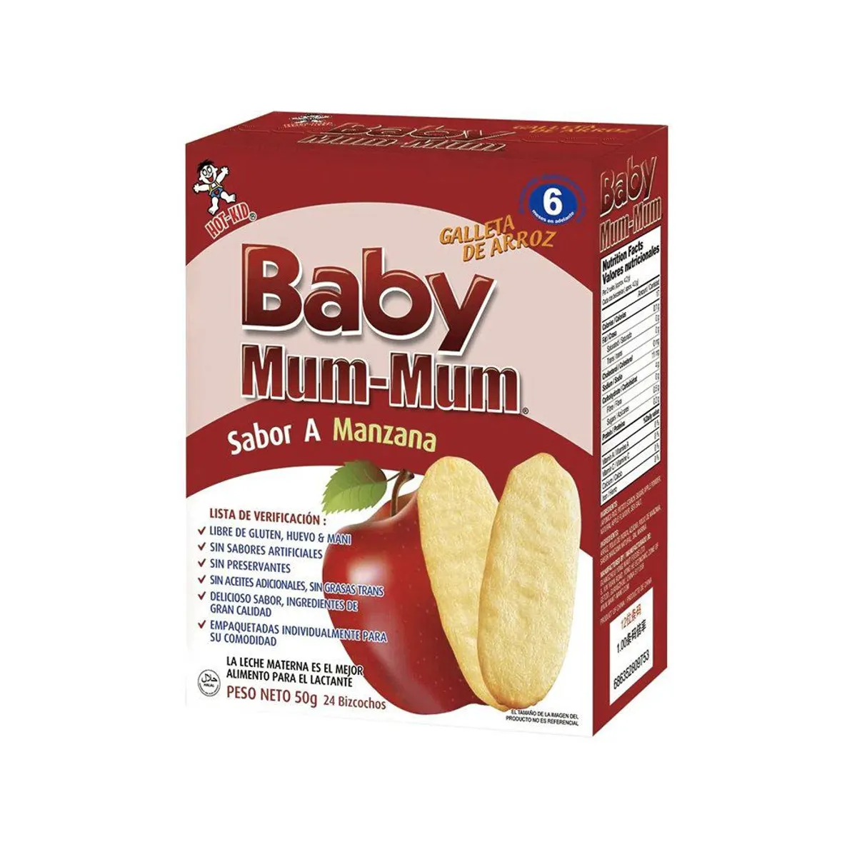 HOT KID - Galletas de Arroz Baby Mum-Mum Manzana Caja 50 g