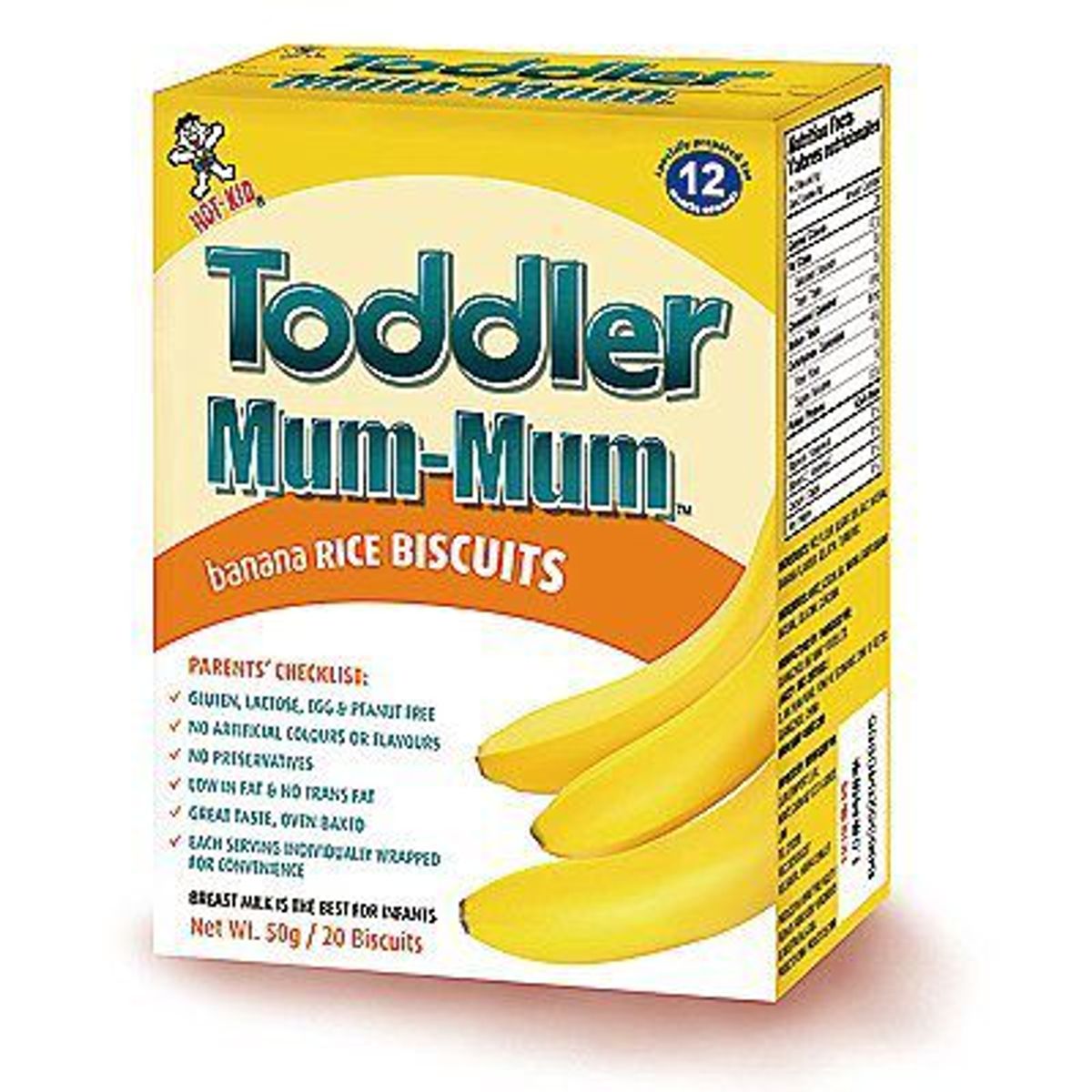HOT KID - Galletas de Arroz Toddler Mum-Mum Banana Caja 50 g