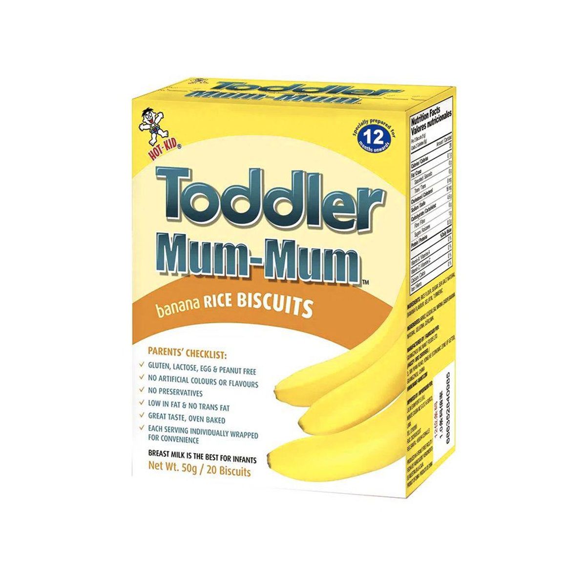 HOT KID - Galletas de Arroz Toddler Mum-Mum Banana Caja 50 g