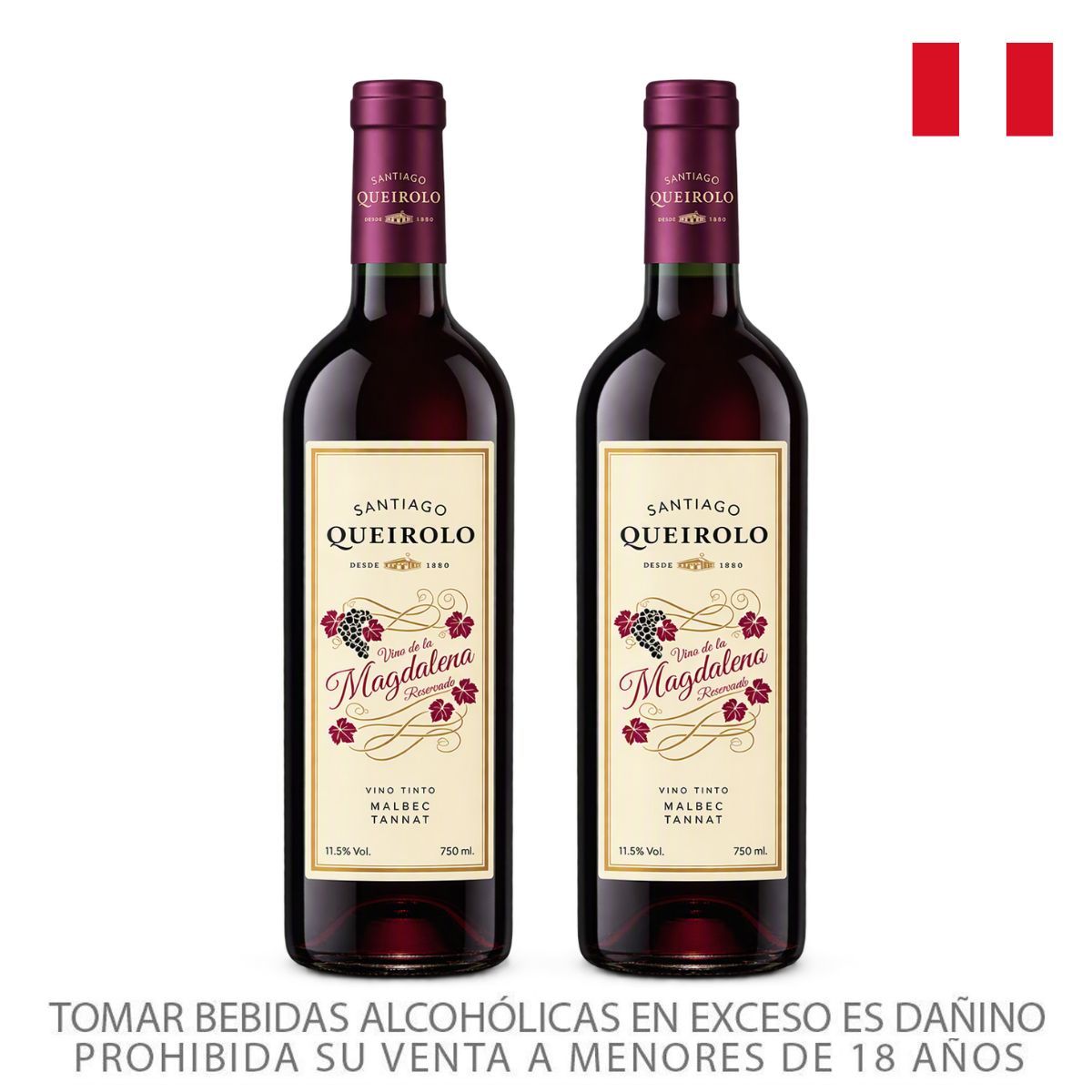 SANTIAGO QUEIROLO - Vino Santiago Queirolo Magdalena Pack 2 Botella 750 mL