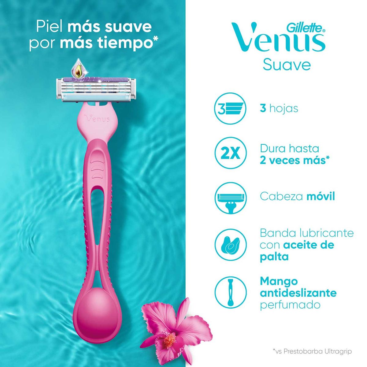 GILLETTE - Máquina De Afeitar Mujer Gillette Venus Suave Con 3 Hojas Caja De Cartón Empaque 2 Und