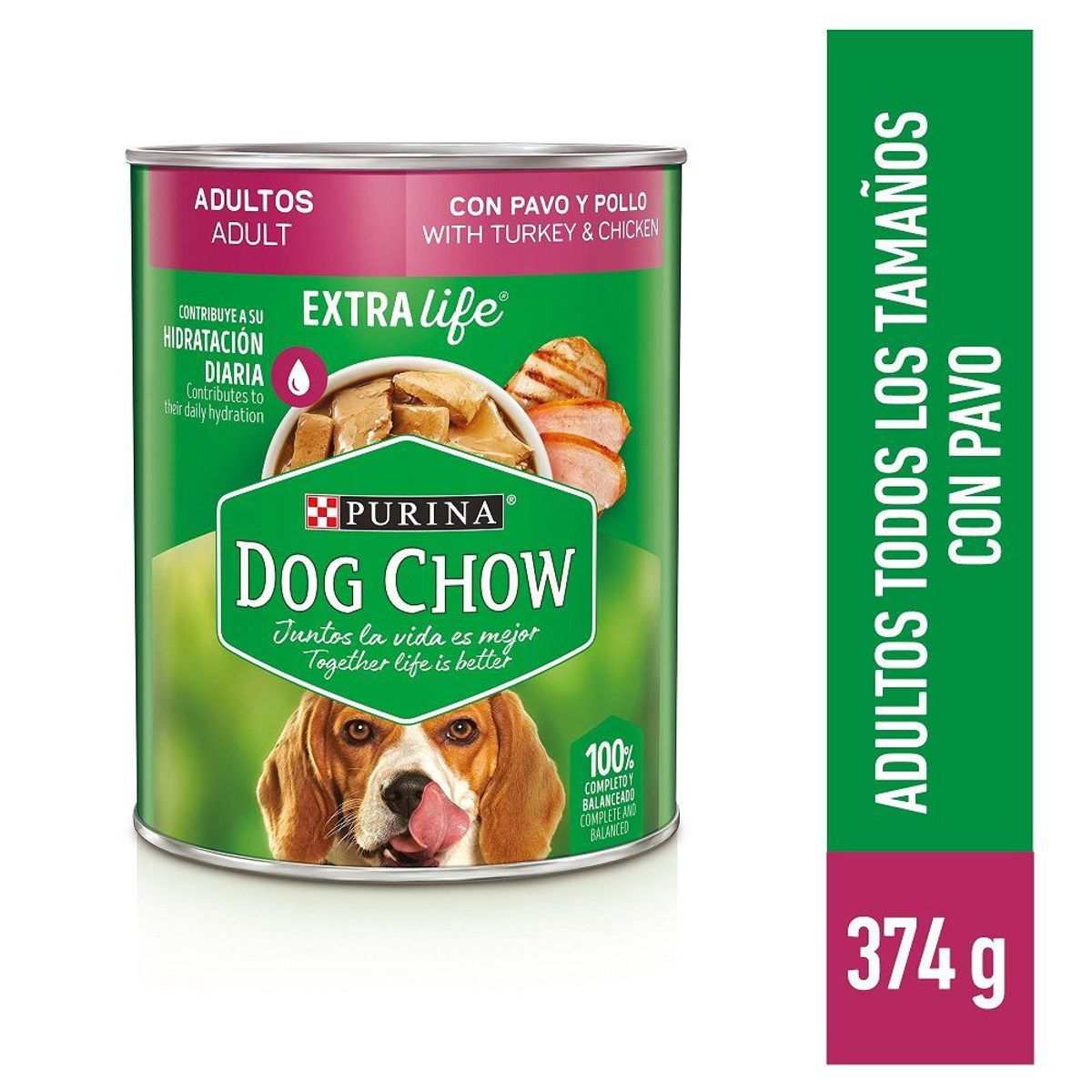 DOG CHOW - Alimento Húmedo Perros Dog Chow Pollo y Vegetales Lata 374 g