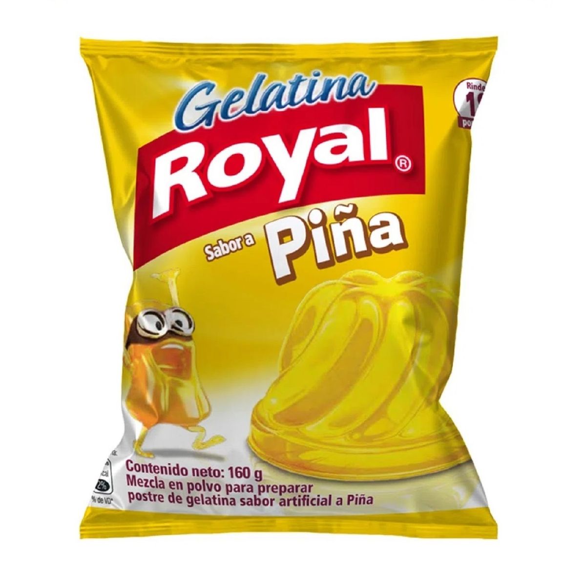 ROYAL - Gelatina Royal Sabor Piña Bolsa 160 g