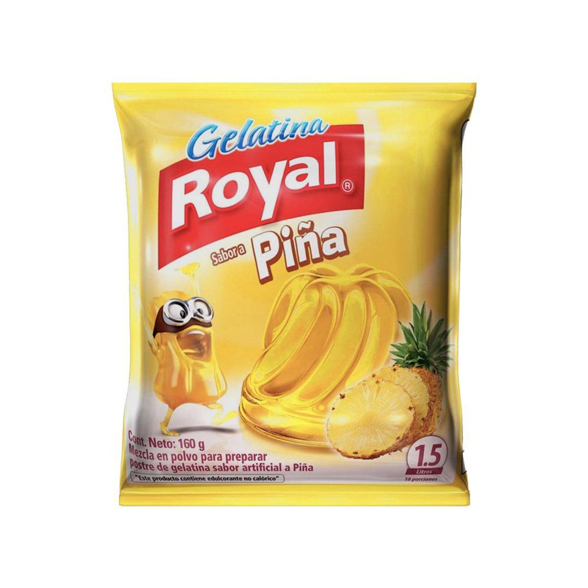 ROYAL - Gelatina Royal Sabor Piña Bolsa 160 g