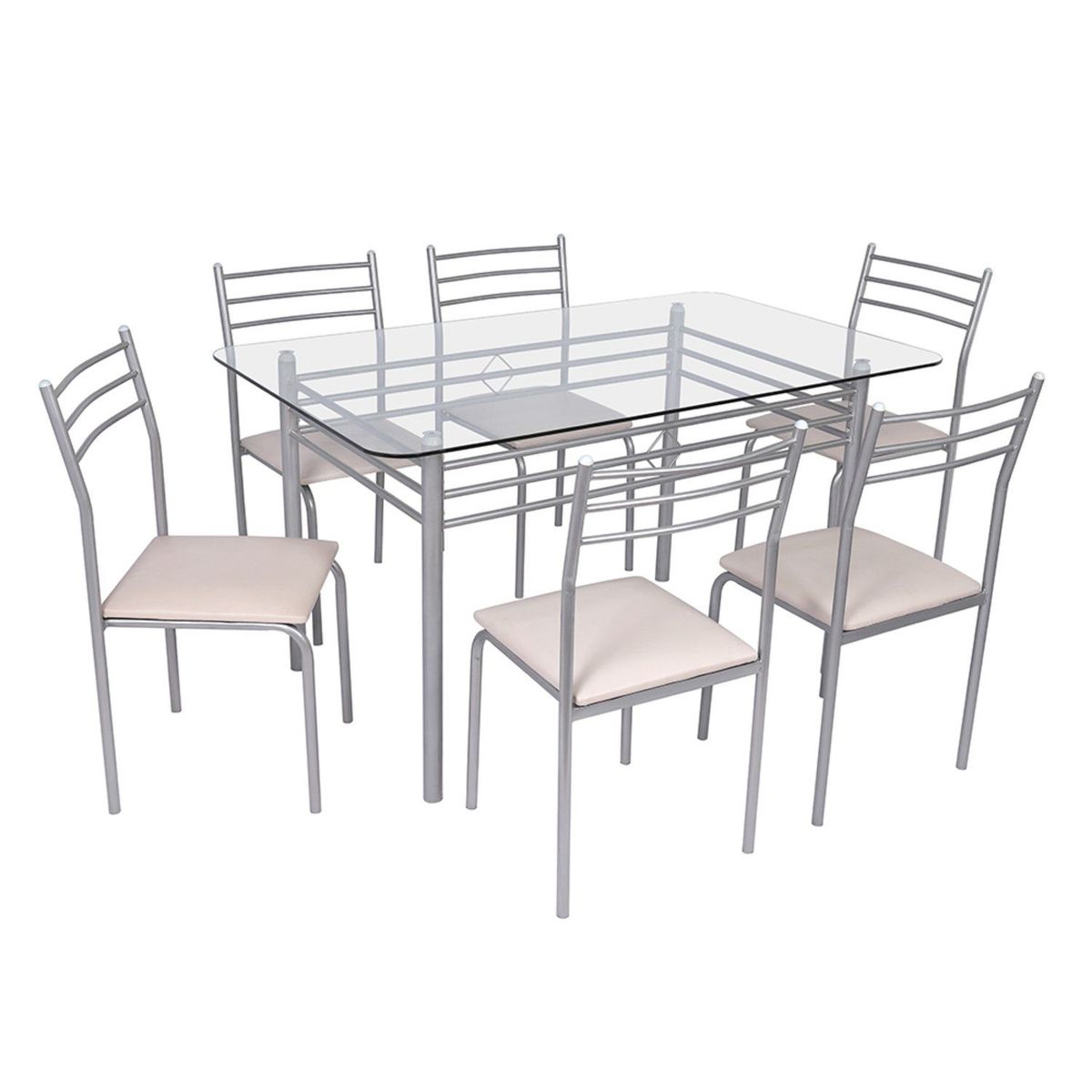 CASA JOVEN - Juego de comedor 6 Sillas + Mesa De Vidrio