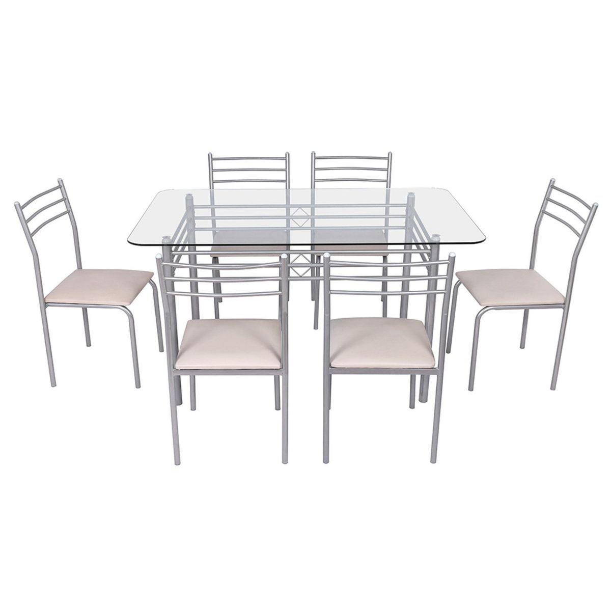 CASA JOVEN - Juego de comedor 6 Sillas + Mesa De Vidrio