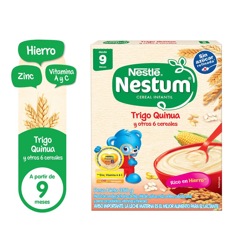 NESTUM - Cereal Infantil Nestum Trigo Quinua y Otros 6 Cereales 350 g