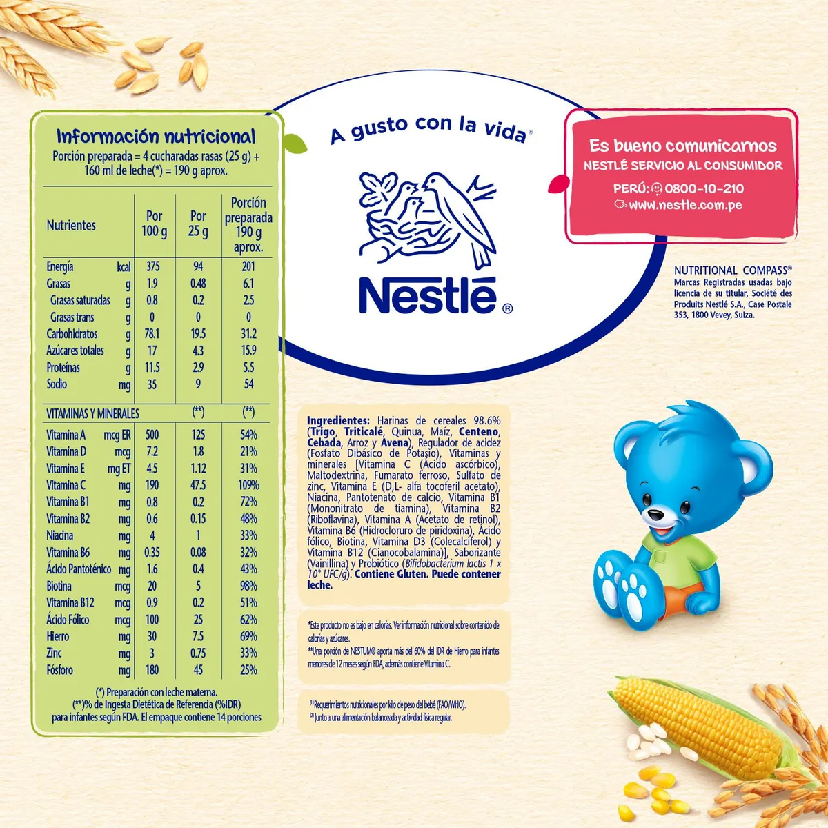 NESTUM - Cereal Infantil Nestum Probióticos 8 Cereales Caja 350 g