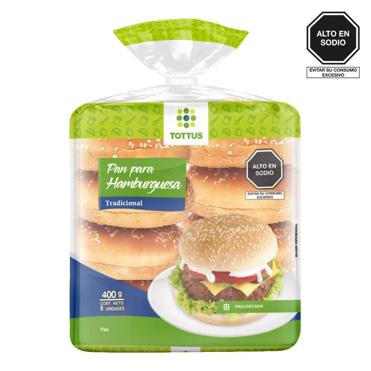 TOTTUS - Pan Hamburguesa Tottus 8 Unidades