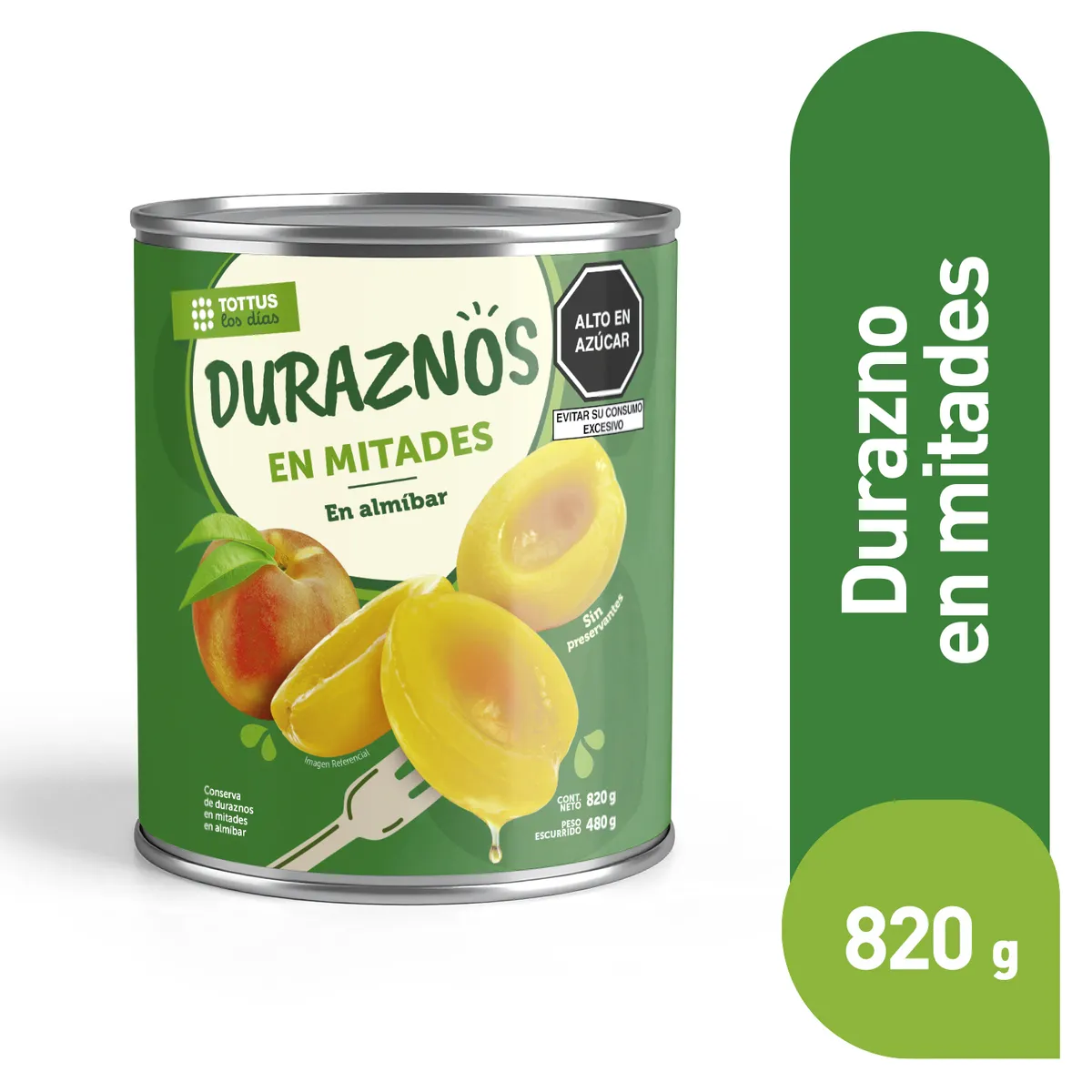 TOTTUS - Duraznos En Mitades Tottus Lata 820 g