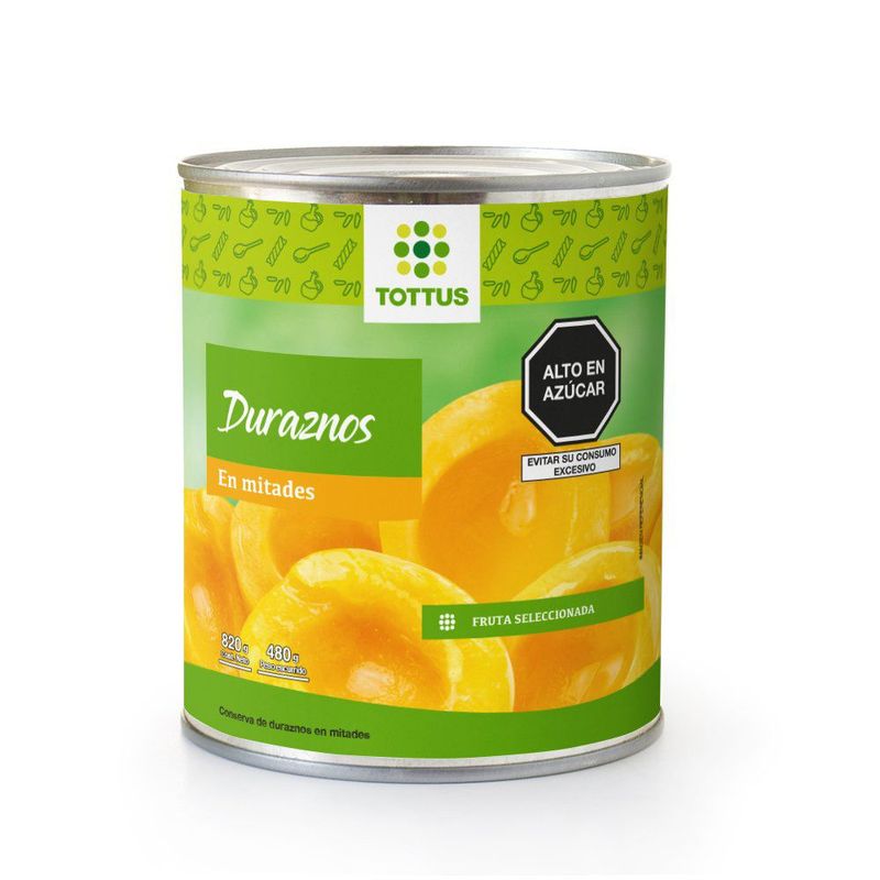 TOTTUS - Duraznos En Mitades Tottus Lata 820 g