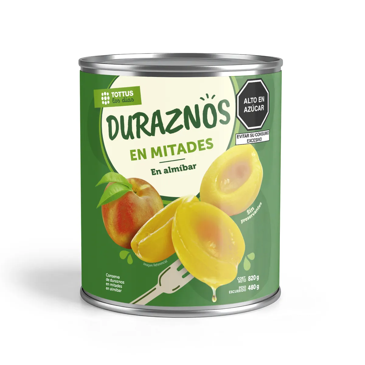 TOTTUS - Duraznos En Mitades Tottus Lata 820 g