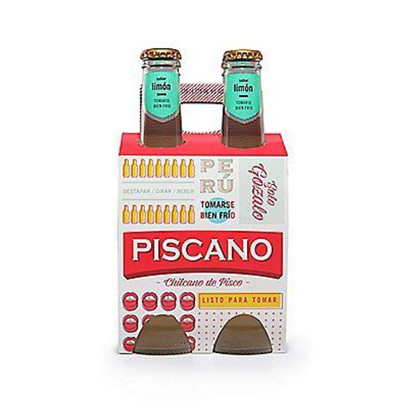 PISCANO - Chilcano De Pisco Piscano Sabor Limón Pack 4 Und Botella 355 mL