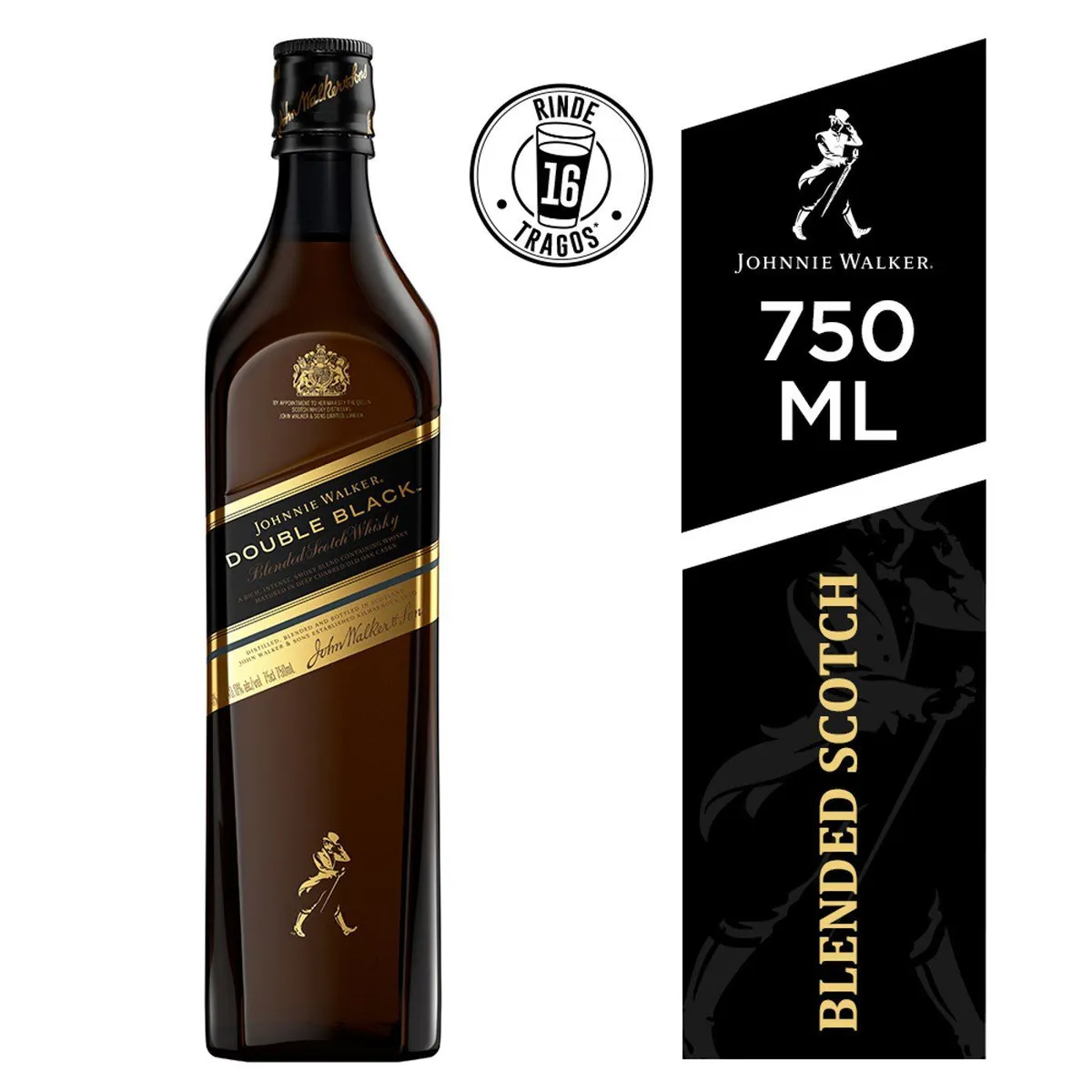 JOHNNIE WALKER - Whisky Johnnie Walker Double Black Botella 750 mL