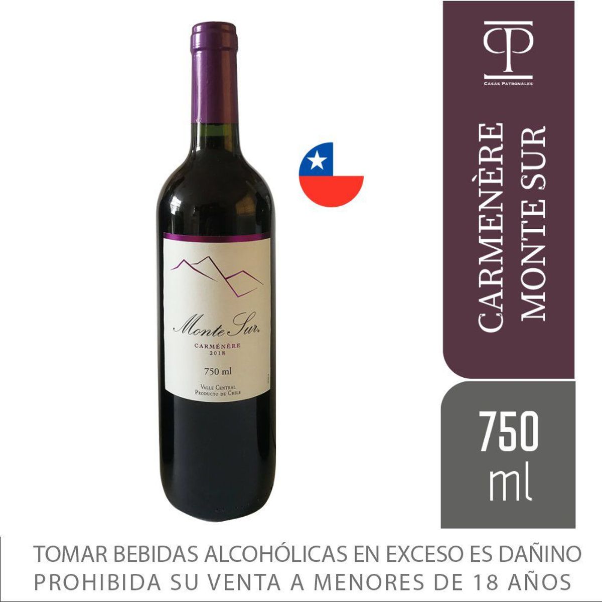 MONTE SUR - Vino Monte Sur Carmenere Botella 750 mL