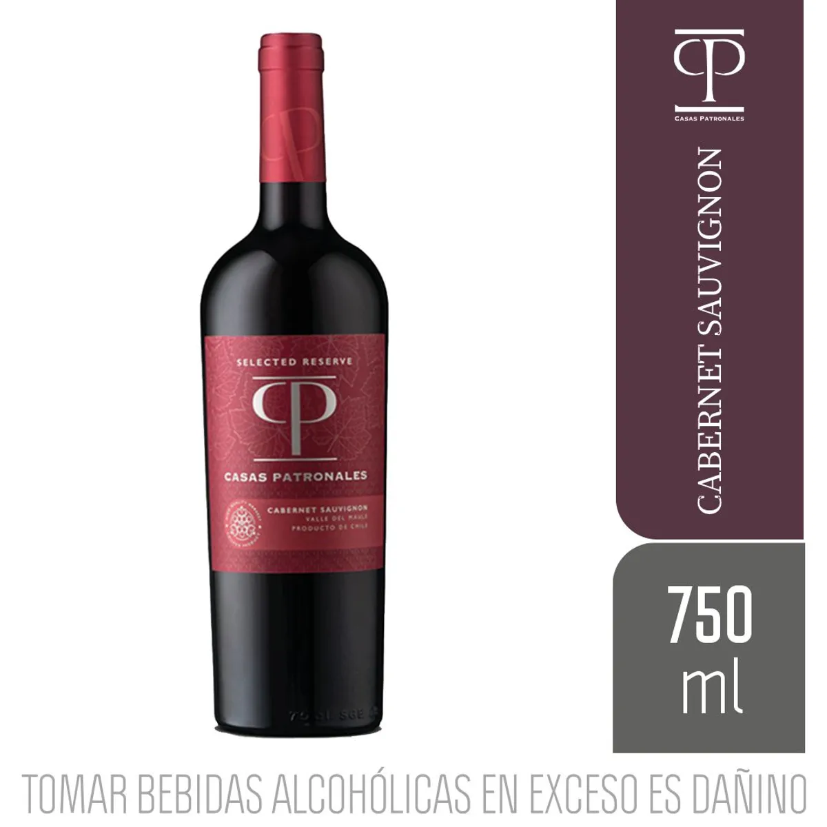 CASAS PATRONALES - Vino Casas Patronales Cabernet Sauvignon Botella 750 mL