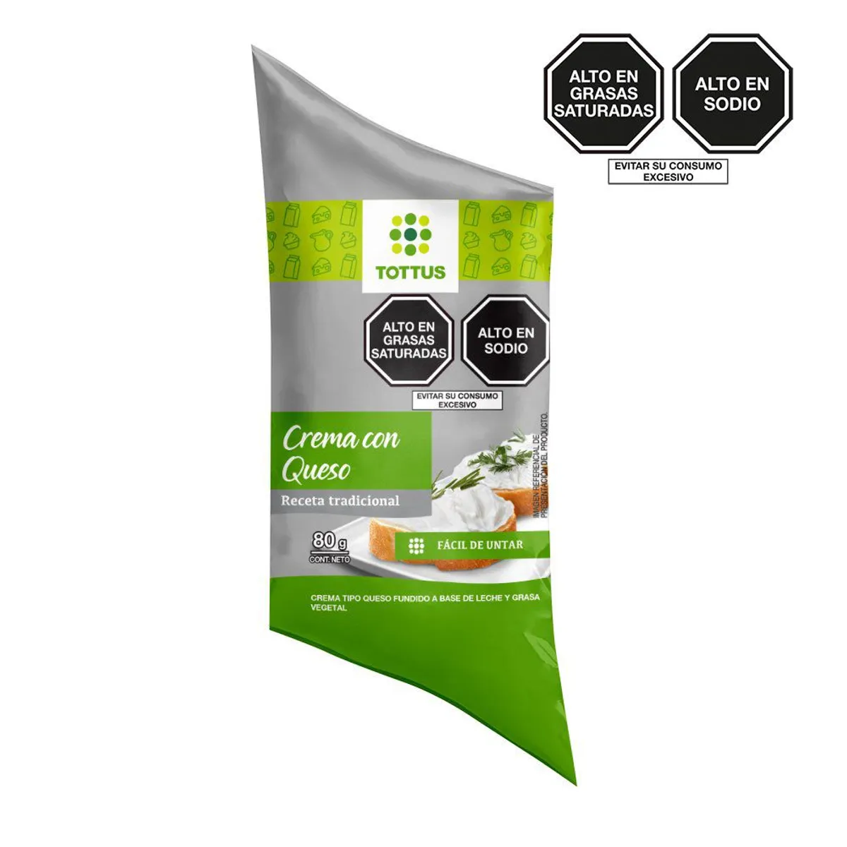 TOTTUS - Queso Crema Natural Tottus Envase 80 g