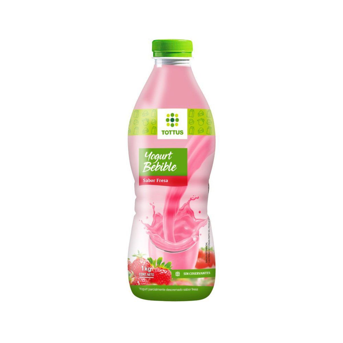 TOTTUS - Yogurt Bebible Tottus Fresa Botella 1 Kg