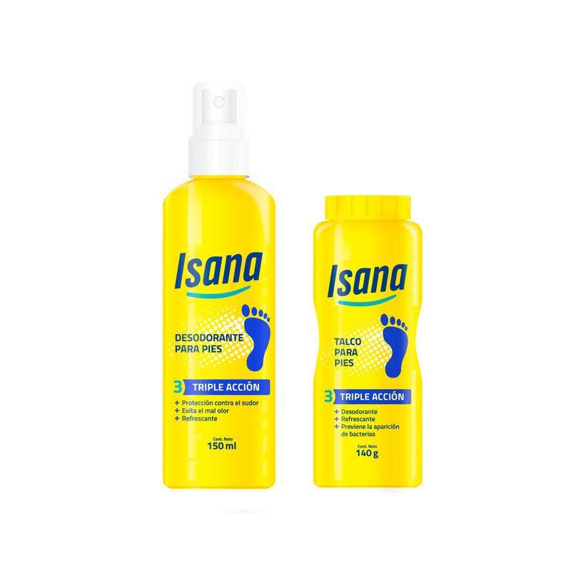 ISANA - Pack Isana Desodorante Spray + Talco Para Pies Envases 150 mL y 140 g