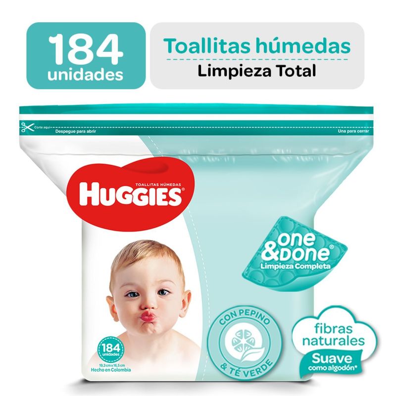 HUGGIES - Toallitas Húmedas Huggies One And Done Pepino Té Verde Empaque 184 Und