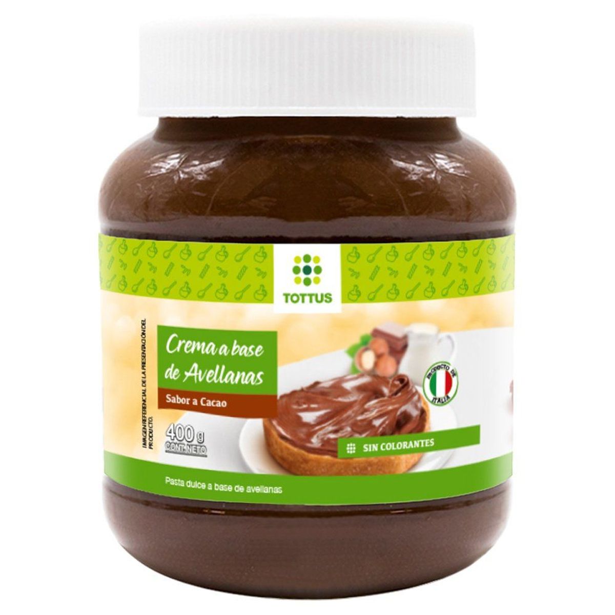 TOTTUS - Crema de Avellanas Sabor Cacao Tottus Envase 400 g