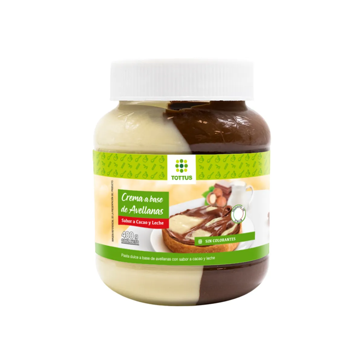 TOTTUS - Crema de Avellanas Bicolor Tottus Envase 400 g
