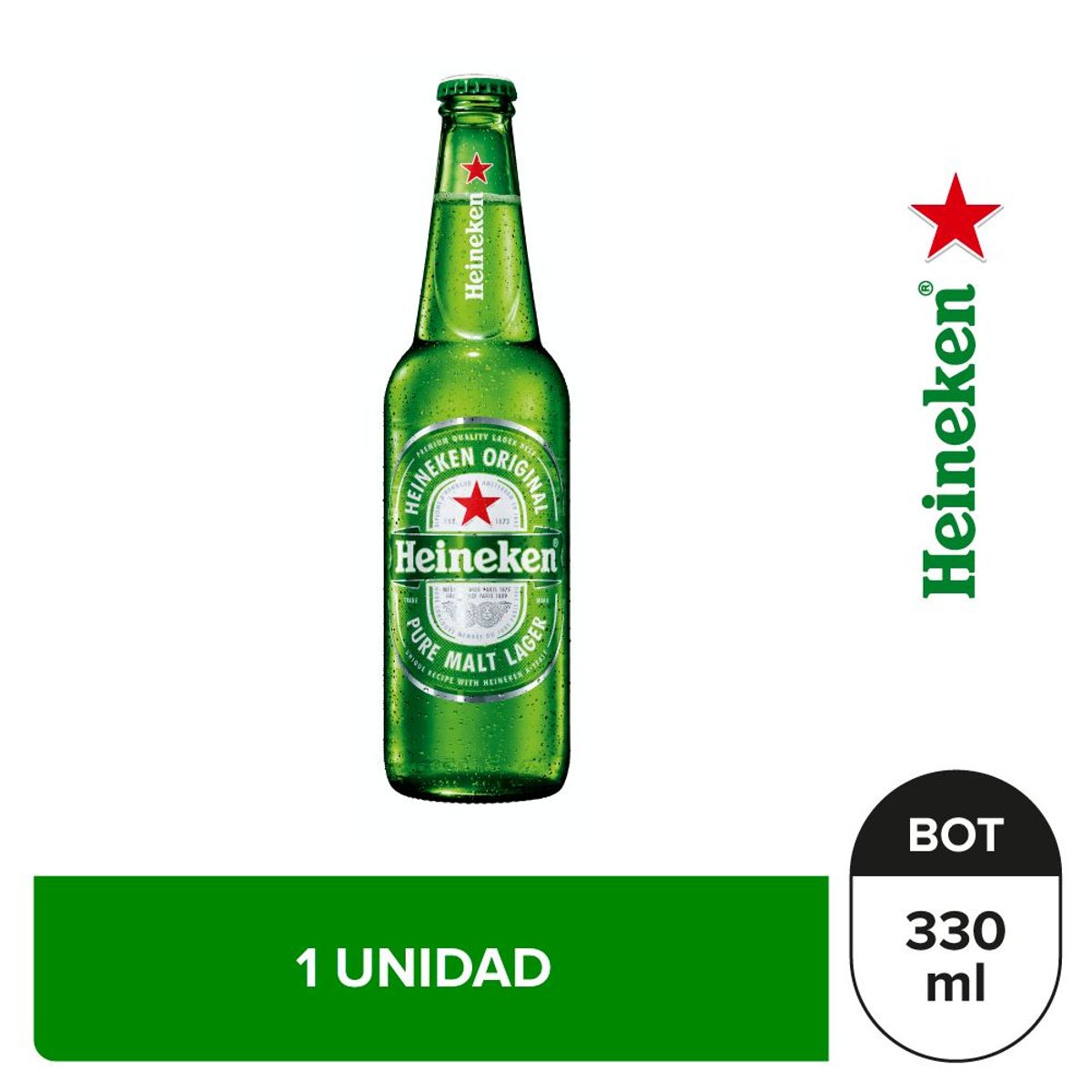 HEINEKEN - Cerveza Heineken Botella 330 mL