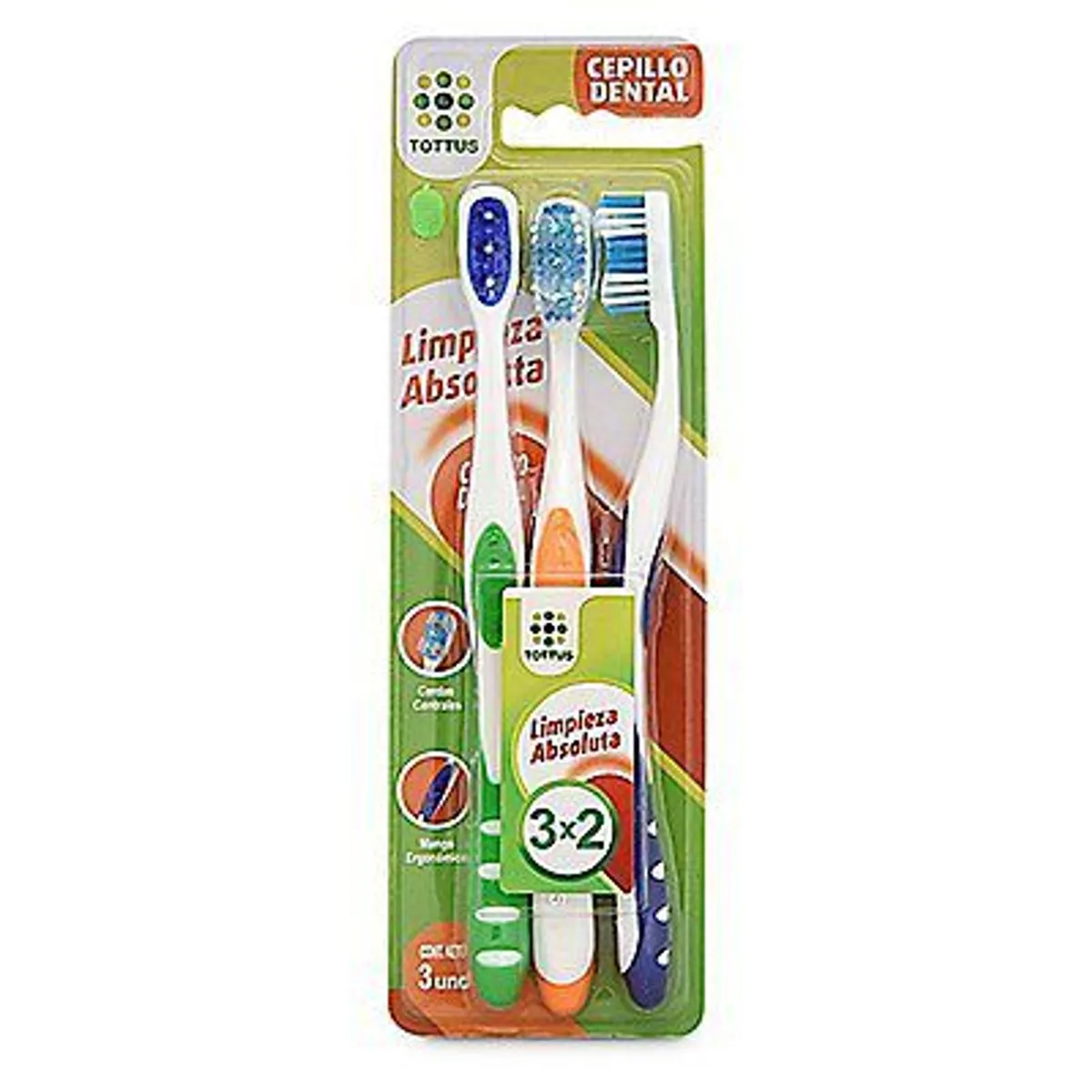 TOTTUS - Cepillo Dental Tottus Limpieza Absoluta Empaque 3 Und