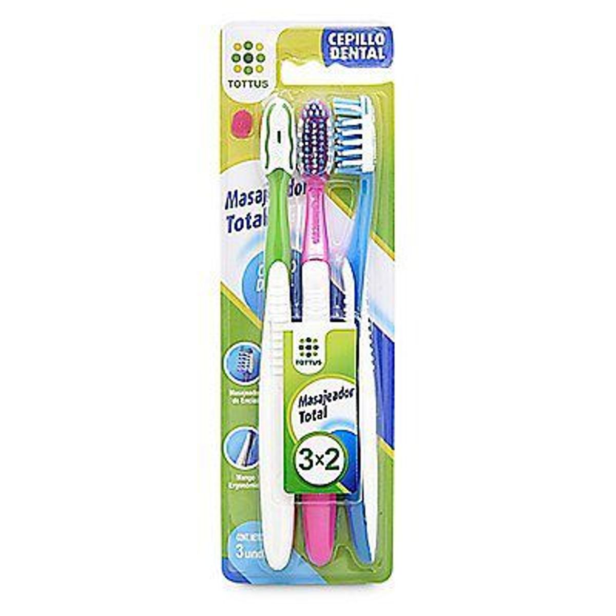 TOTTUS - Cepillo Dental Tottus Masajeador Empaque 3 Und