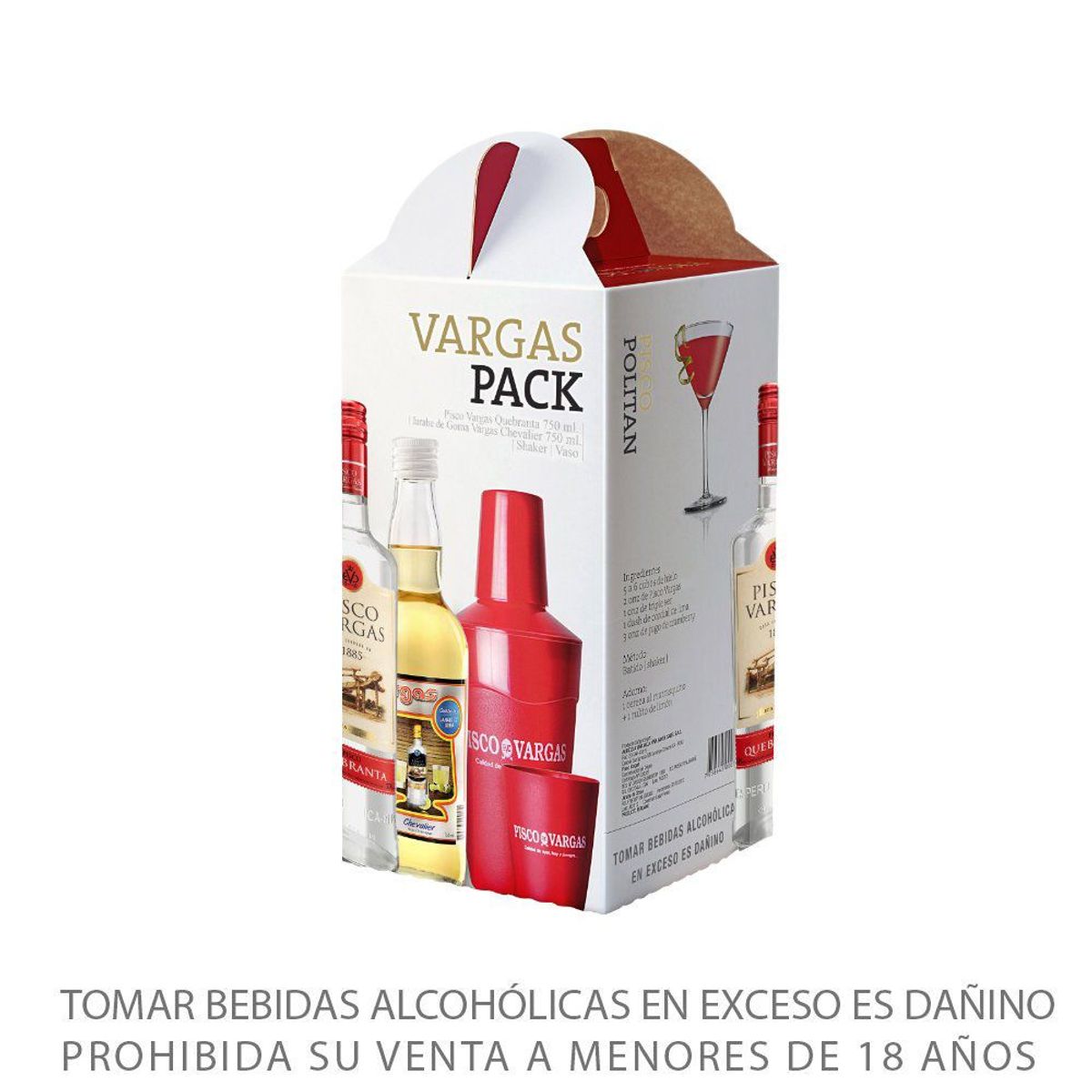 VARGAS - Pack Vargas Pisco 750 mL + Jarabe 700 mL + Shaker