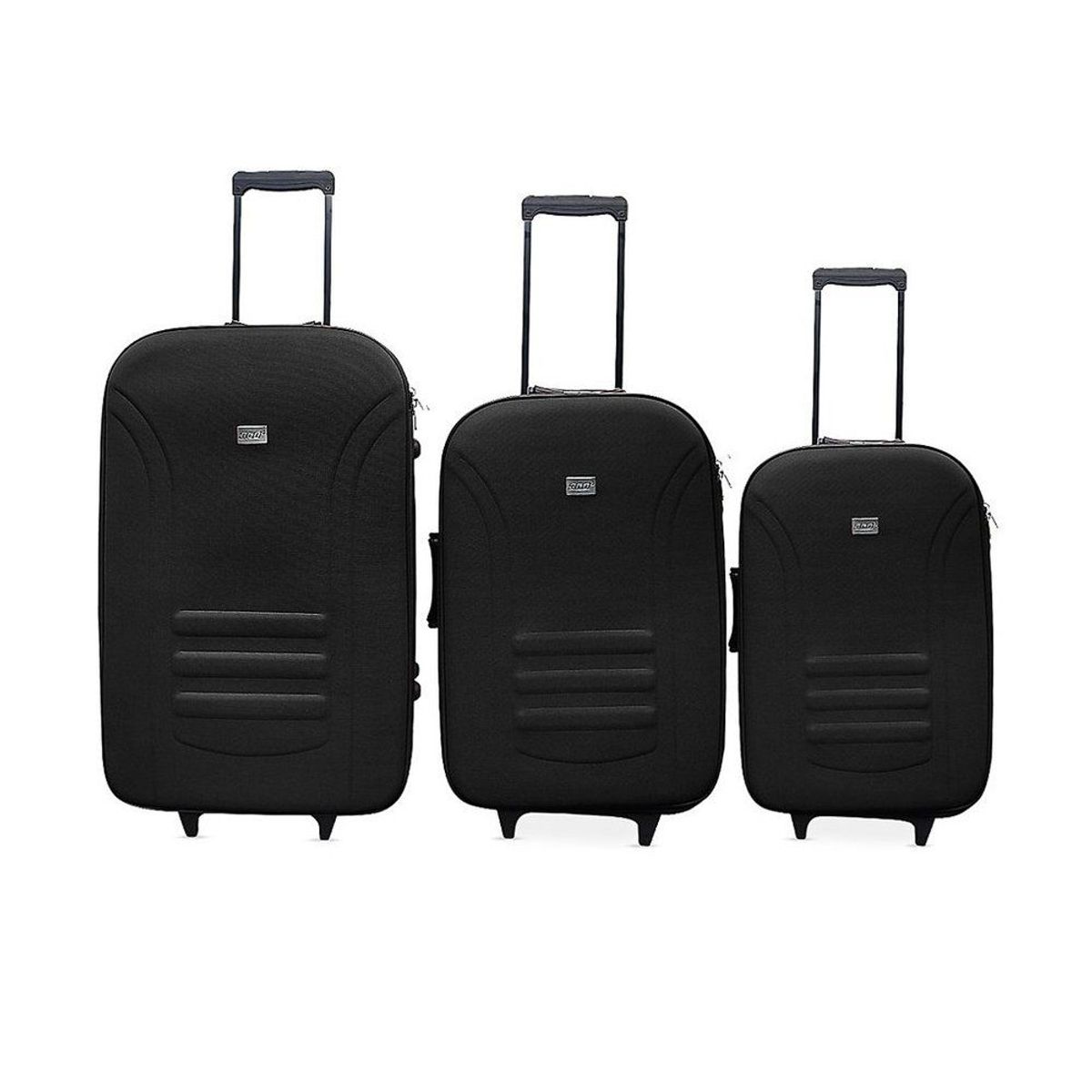 360 - Set Maletas de Viaje Blandas 53cm 63cm 73cm Negro