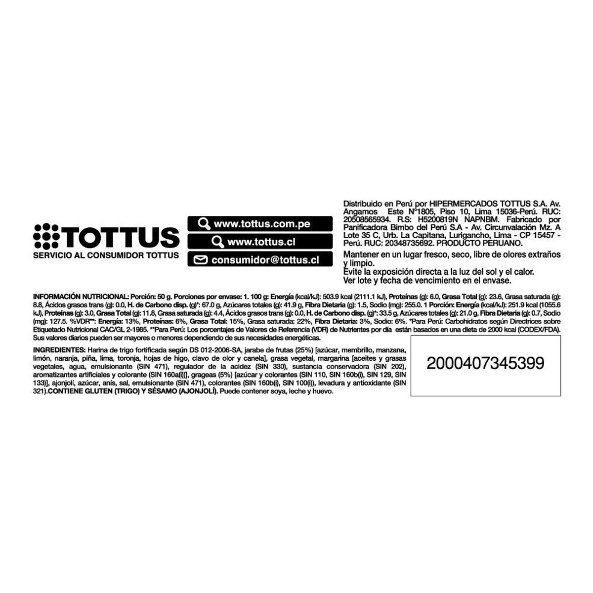 TOTTUS - Turron Doña Pepa Tottus 50 g