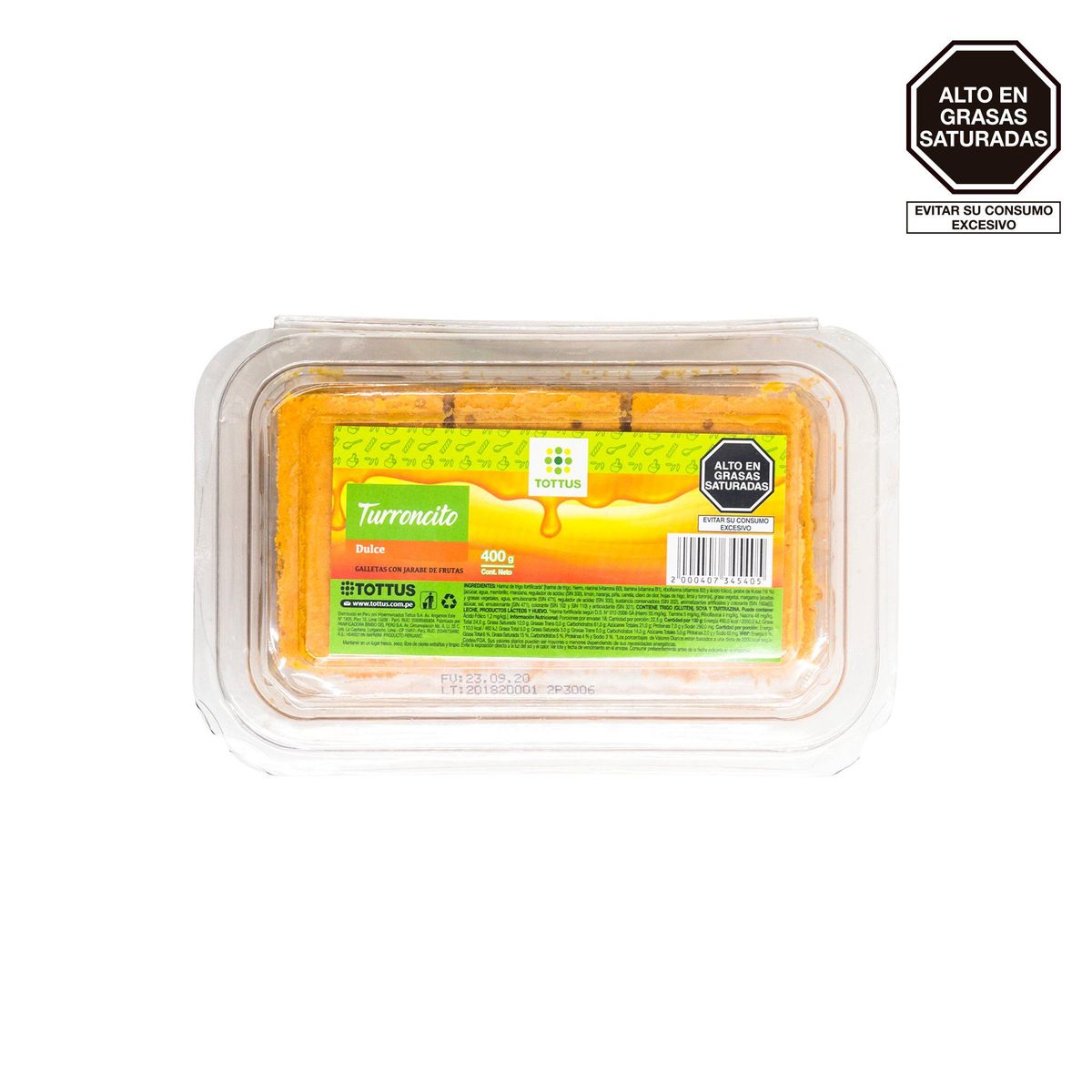 TOTTUS - Turrón con Miel de Frutas Tottus 400 g
