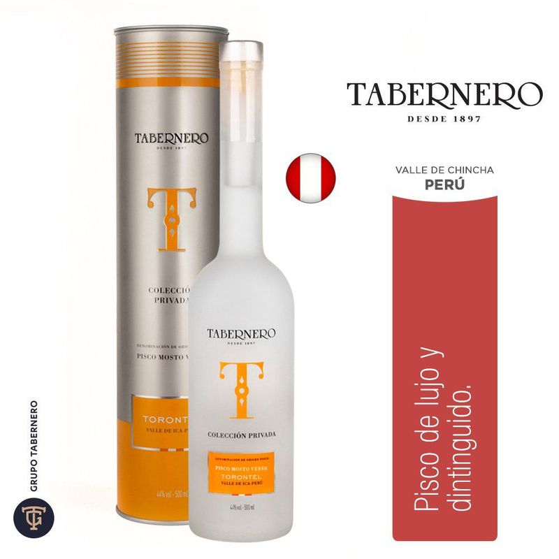 TABERNERO - Pisco Tabernero Mosto Verde Torontel Botella 500 mL
