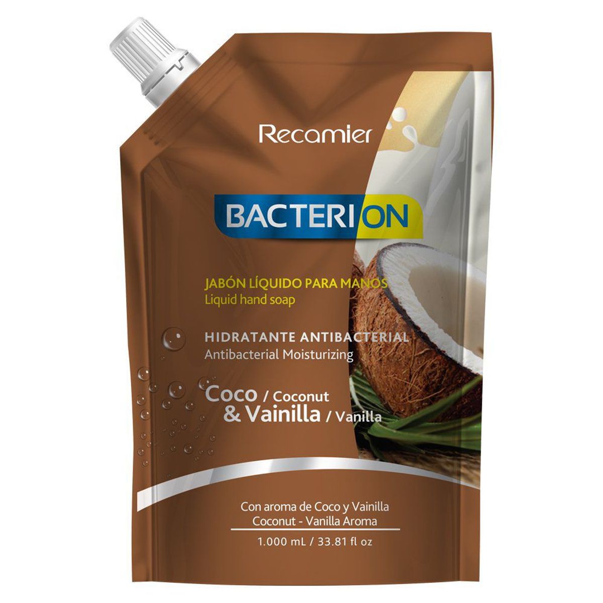 BACTERION - Jabón Líquido Bacterion Vainilla y Coco Doypack 1 L
