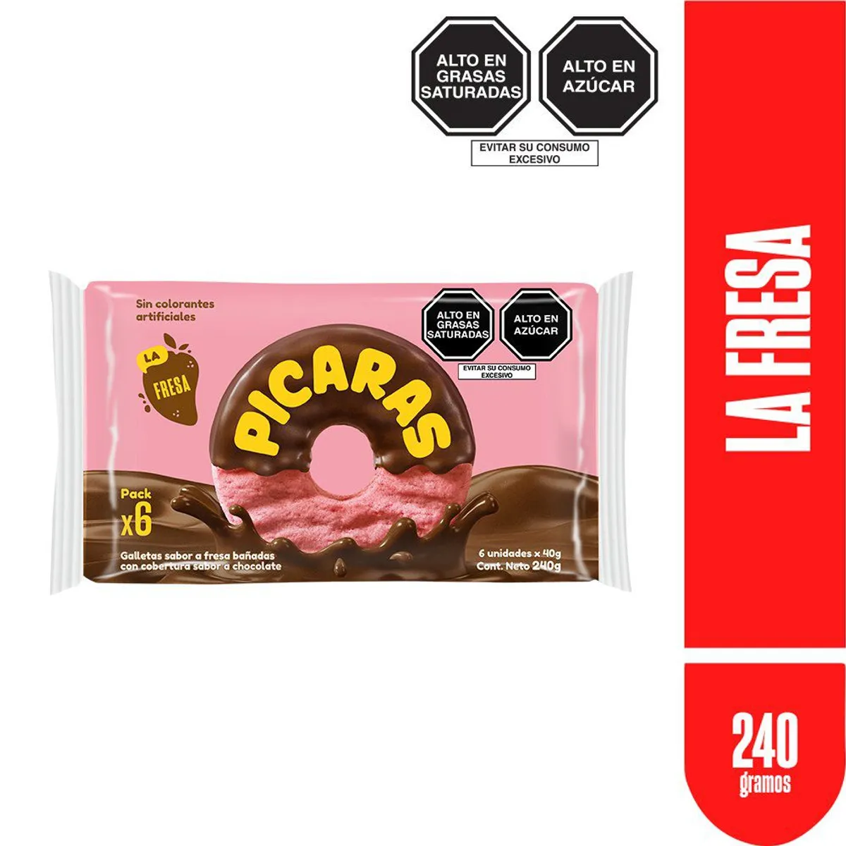 PICARAS - Galleta Pícaras Sabor Fresa 6 Unidades