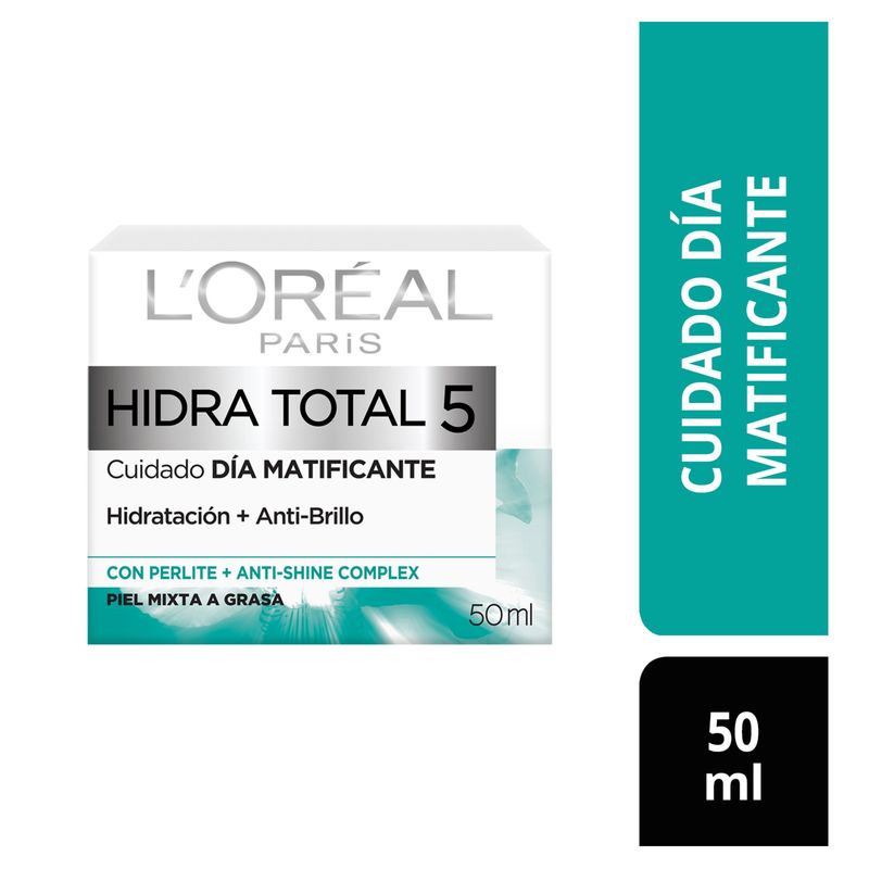 DERMO EXPERTISE - Crema Facial Loreal Paris Hidra Total 5 Cuidado Día Matificante Envase 50 mL