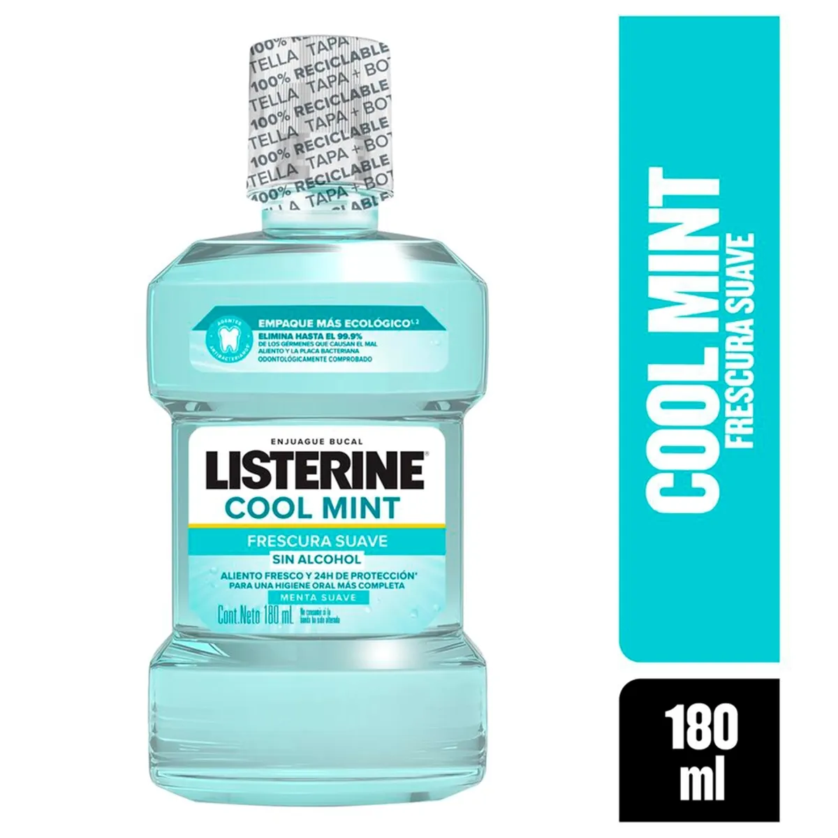 LISTERINE - Enjuague Bucal Listerine Cool Mint Zero Botella 180 mL
