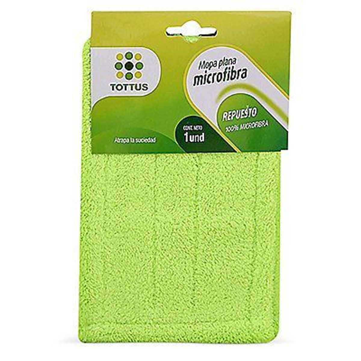 TOTTUS - Repuesto de Mopa Plana Microfibra Verde Tottus