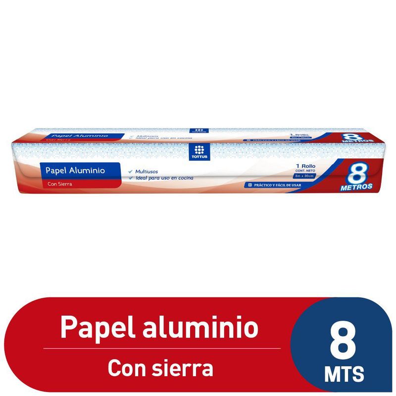 TOTTUS - Papel Aluminio con Sierra Tottus 8 mtrs