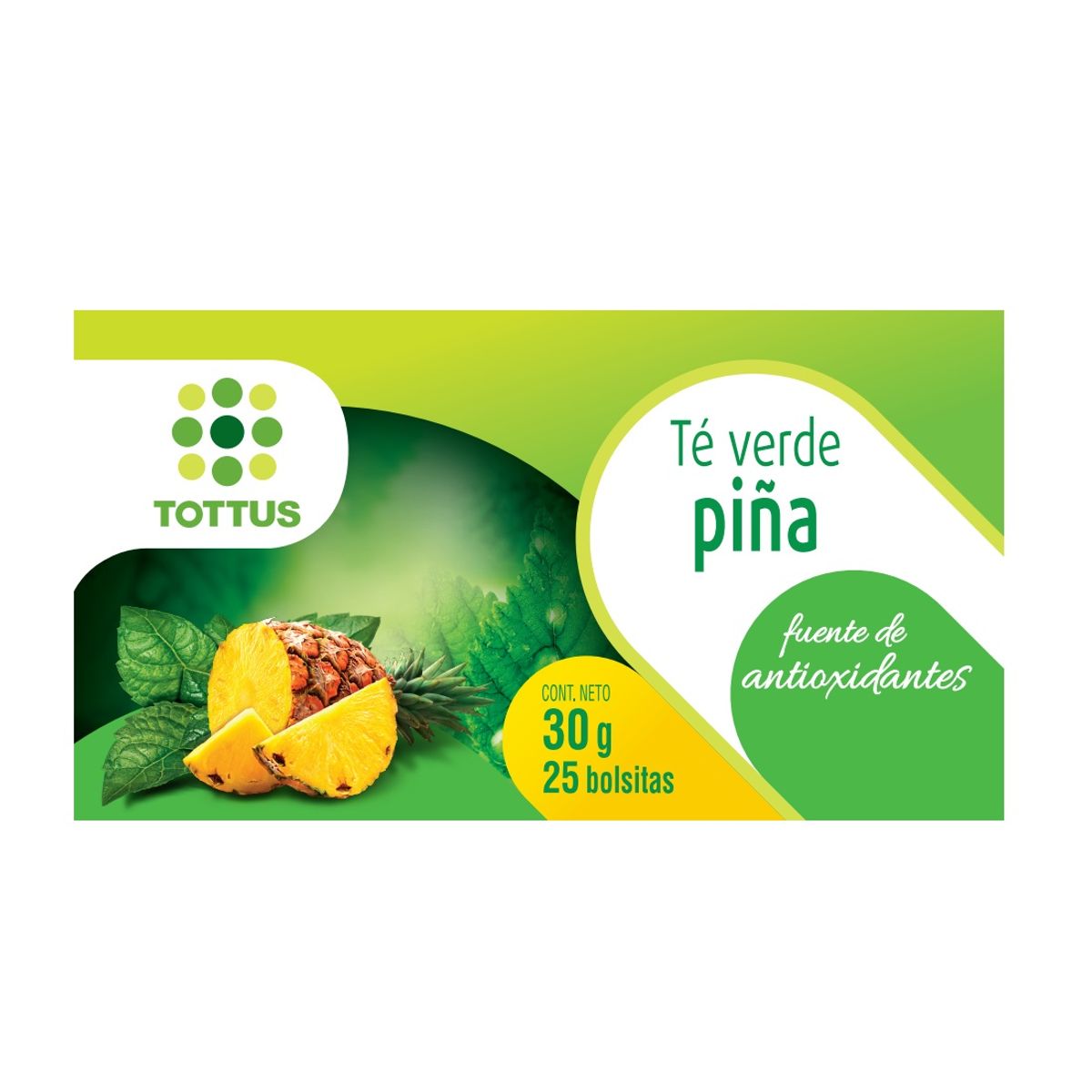 TOTTUS - Té Verde Tottus Piña Caja 25 Sobres