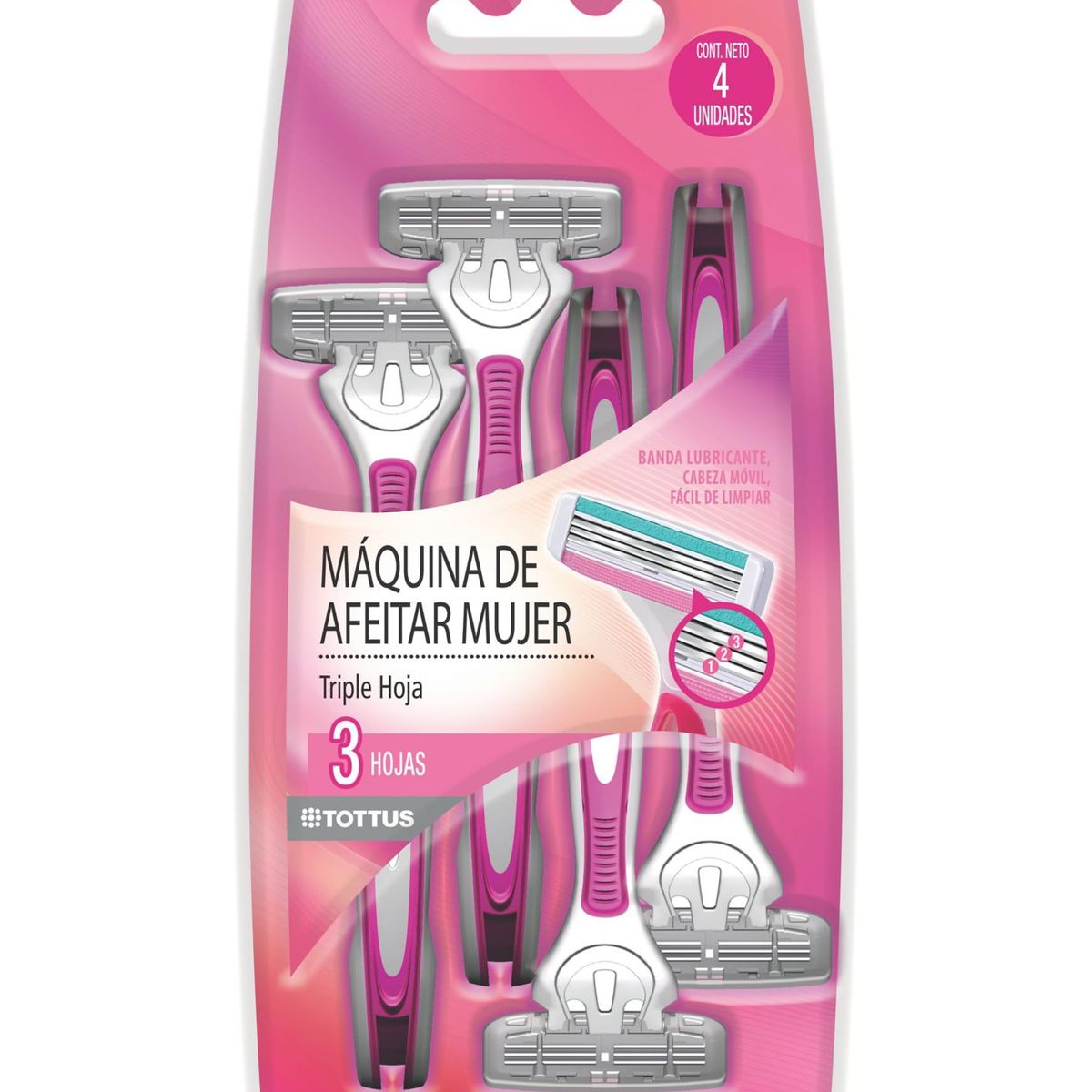 TOTTUS - Máquina de Afeitar Mujer Tottus Empaque 4 Und