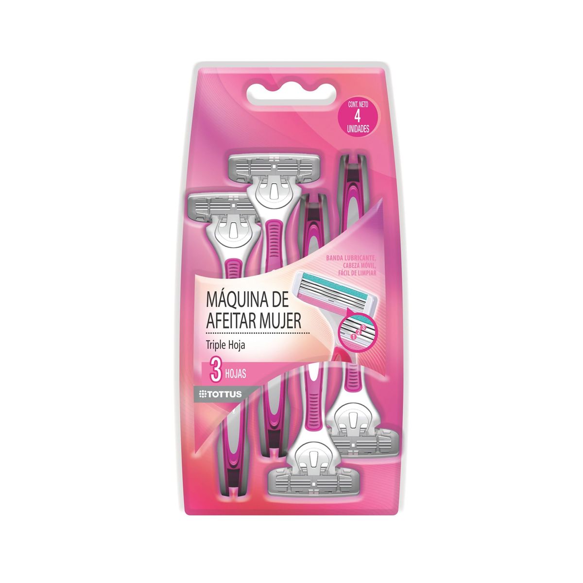 TOTTUS - Máquina de Afeitar Mujer Tottus Empaque 4 Und