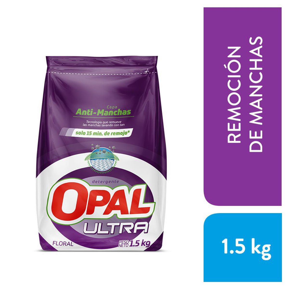 OPAL - Detergente en Polvo Opal Ultra Floral Bolsa 1.5 Kg