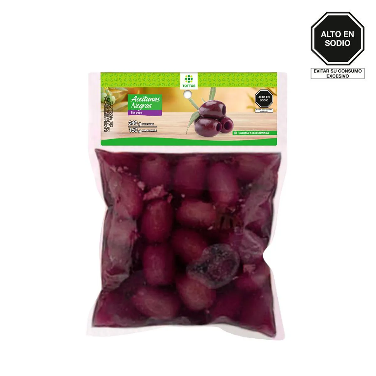 TOTTUS - Aceituna Botija Tottus Sin Pepa Bolsa 240 g
