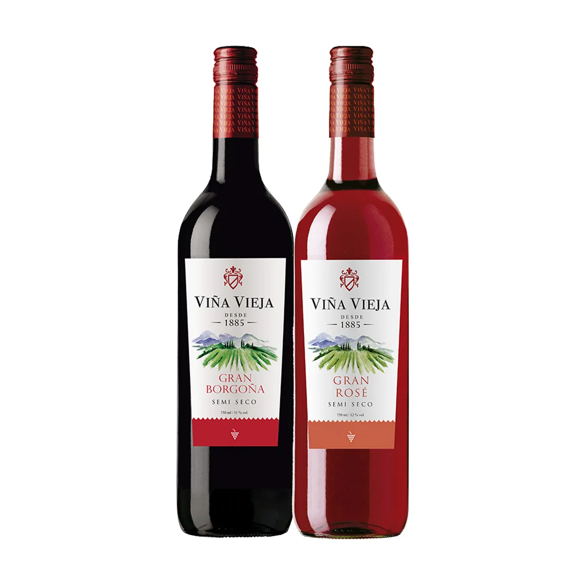 VINA VIEJA - Pack Botellas Vinos Viña Vieja Borgoña 750 mL + Rosé 750 mL