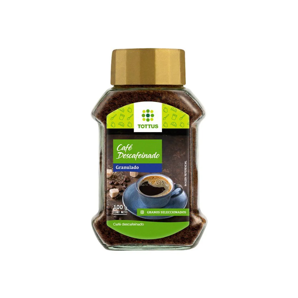 TOTTUS - Café Instantáneo Descafeinado Tottus Envase 100 g