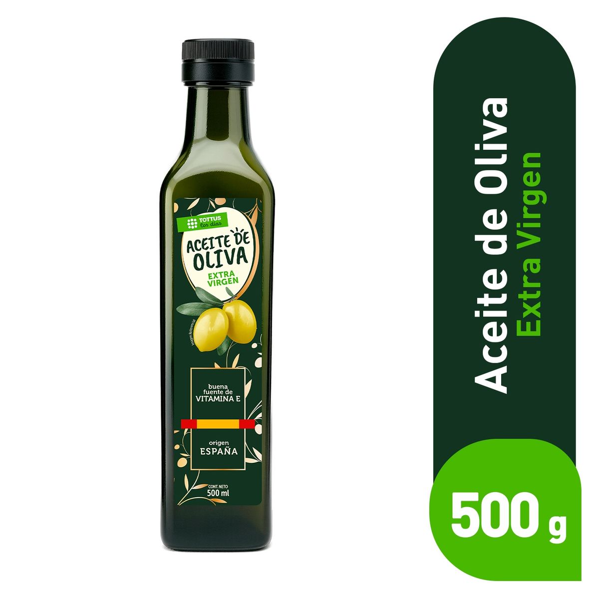 TOTTUS - Aceite de Oliva Tottus Extra Virgen Botella 500 mL
